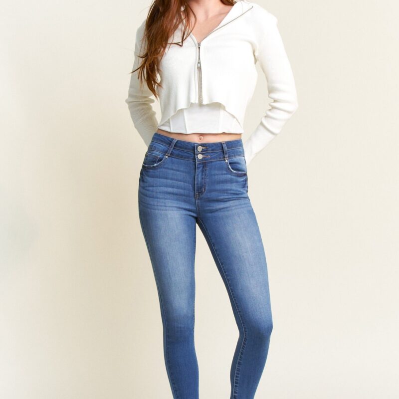Double Waist High Rise Ankle Skinny Jeans